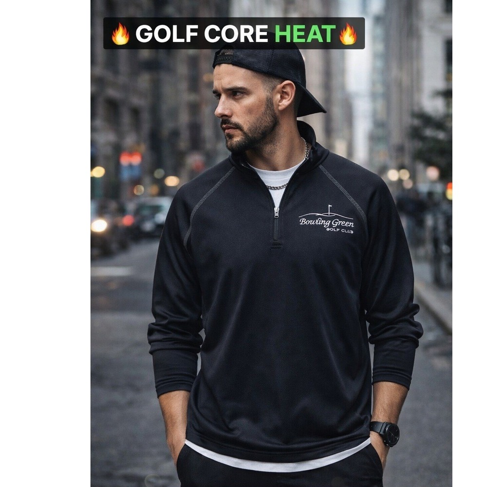 Sun Mountain‎ 1/4 Zip Pullover Mens Large Black Golfcore Performance